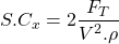 \[S.{C_{x}} = 2\frac{{F_{T}}}{V^{2}.\rho}\]